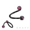 BLACK PVD PLATED OVER 316L SURGICAL STEEL TWIST W/ MULTI GEM BALL